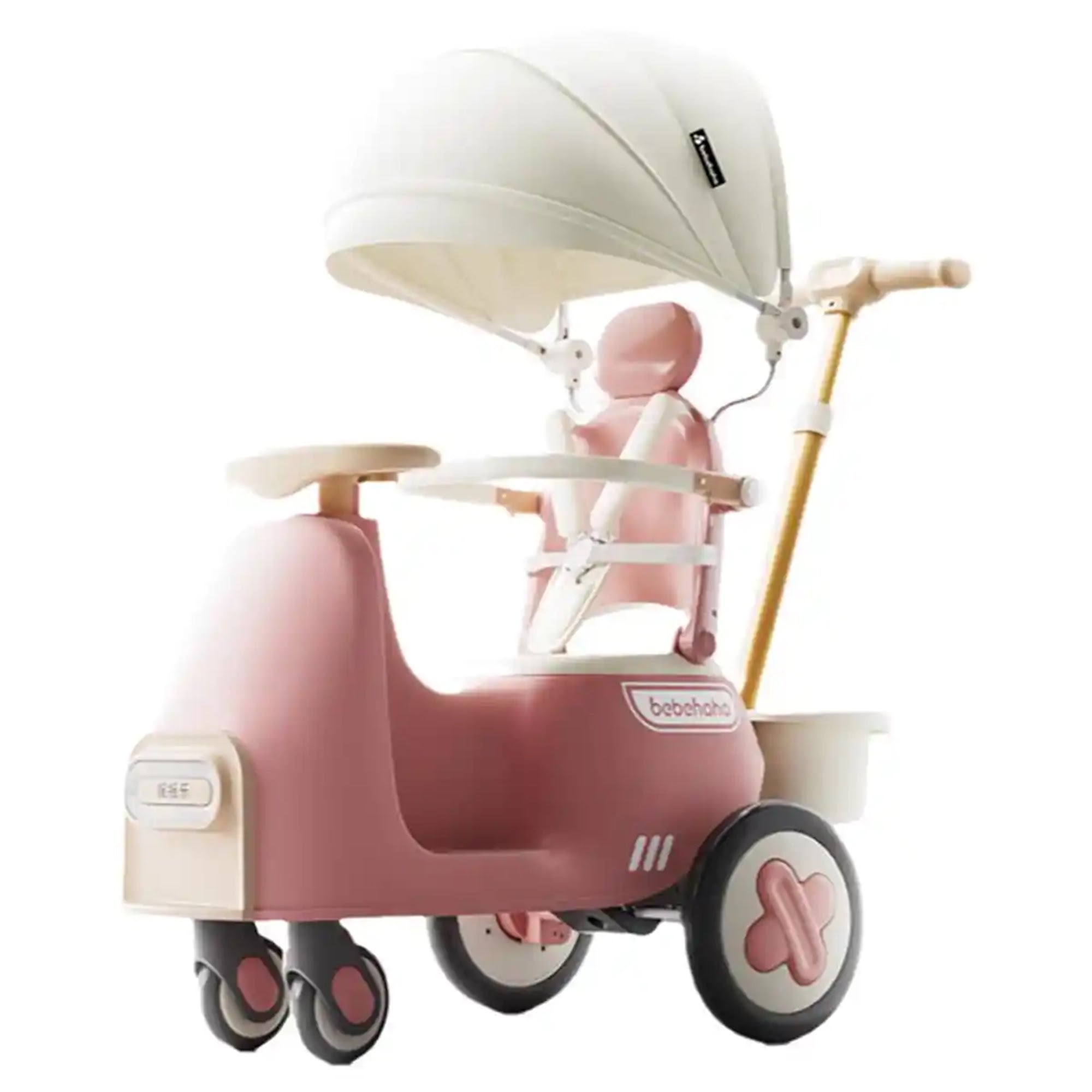 2 In 1 Hooded Baby Stroller/Walker, Parents Push Car, For Age 1+ Pink - Kiddy Zone
