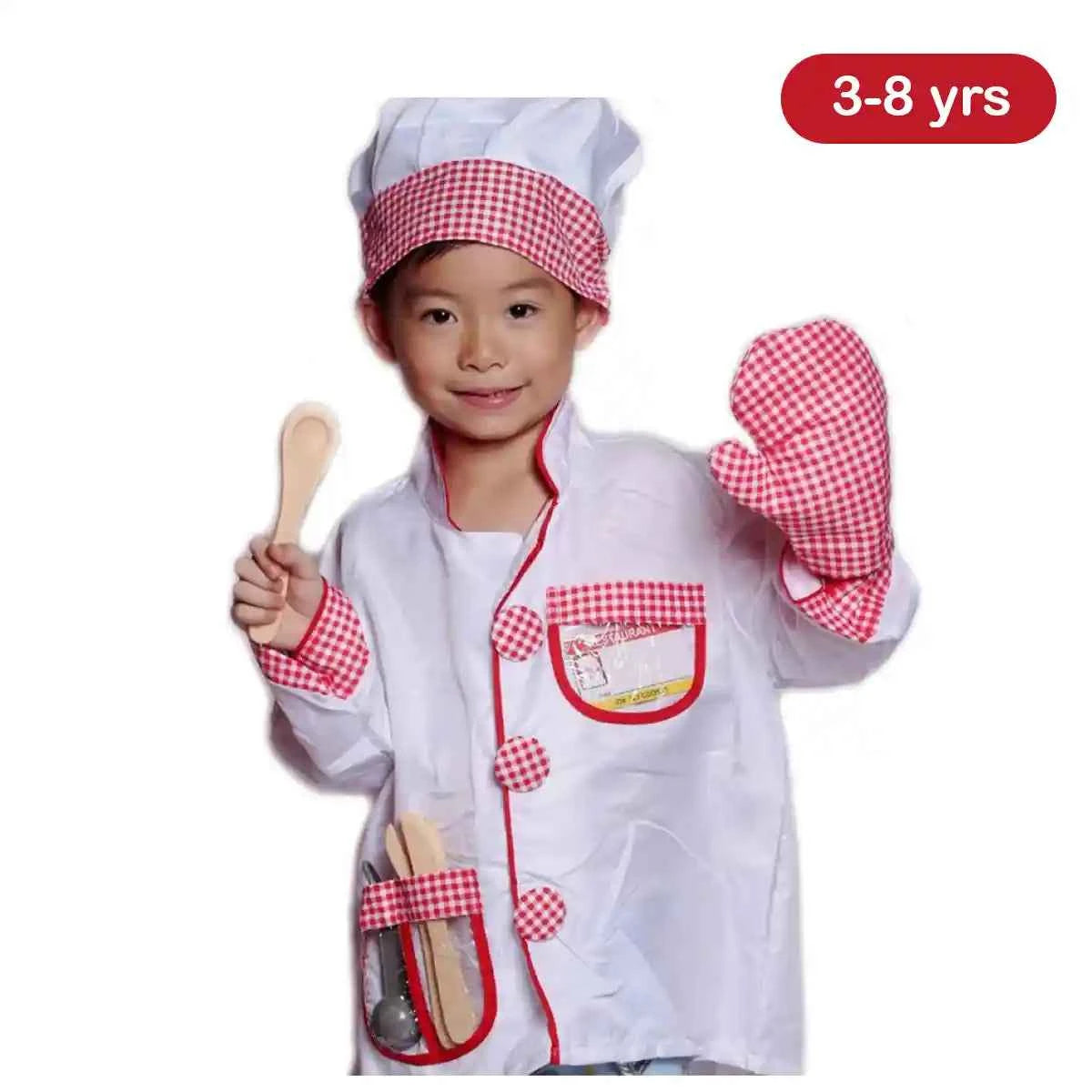 Chef Costume (Free Size 3yrs To 8yrs) - Kiddy Zone