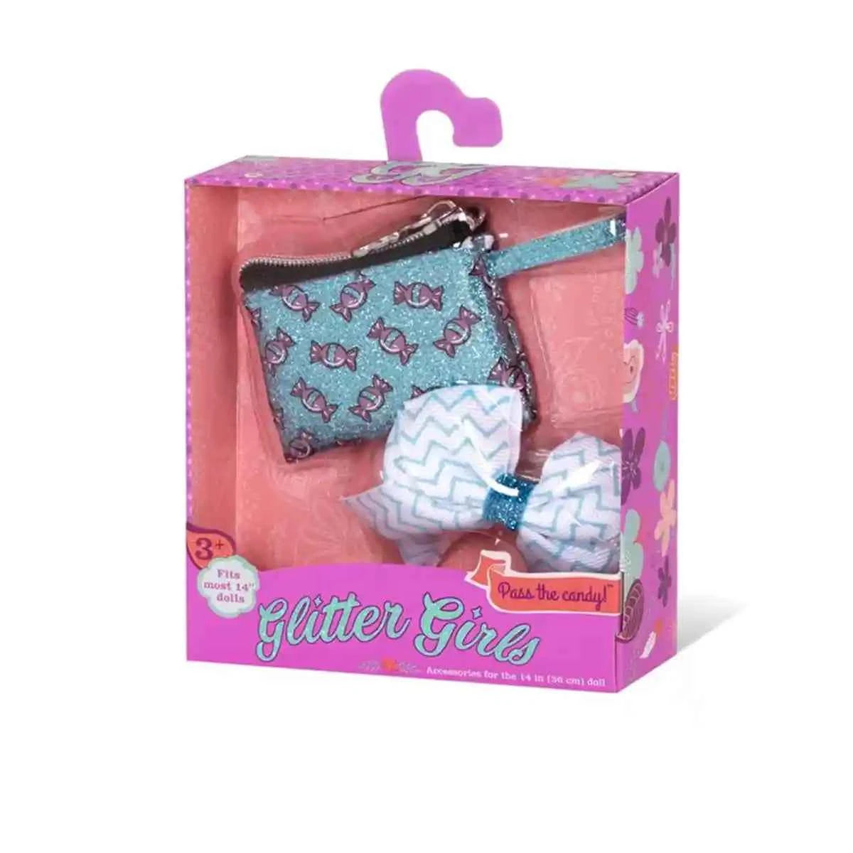 Glitter Gril 14" DOLL PURSE & BOW AS - Kiddy Zone