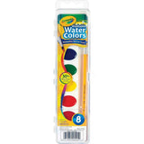 8 ct. Washable Watercolor Pans with Plastic Handled Brush