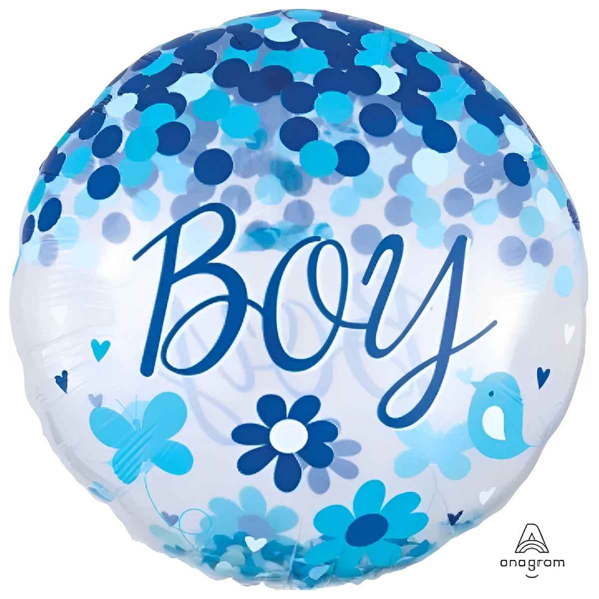 P60 BABY BOY CONFETTI BALLOON 28in - Kiddy Zone