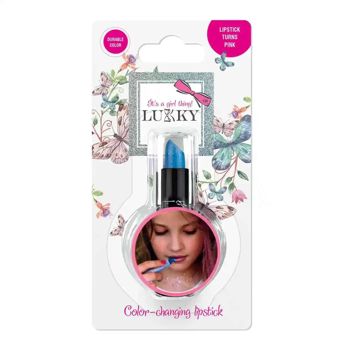 Lukky Lipstick Changing Turns Pink Base 0.12Oz Blue - Kiddy Zone