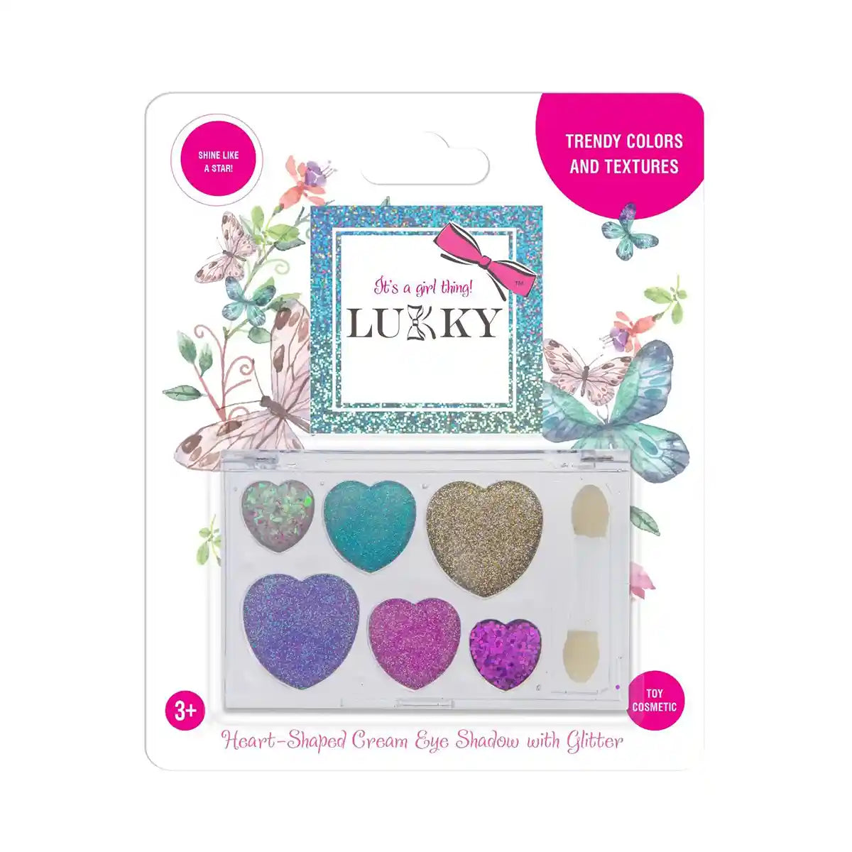 Lukky Eyeshadow Cream w/ Glitter Palette 6 Colors Heart