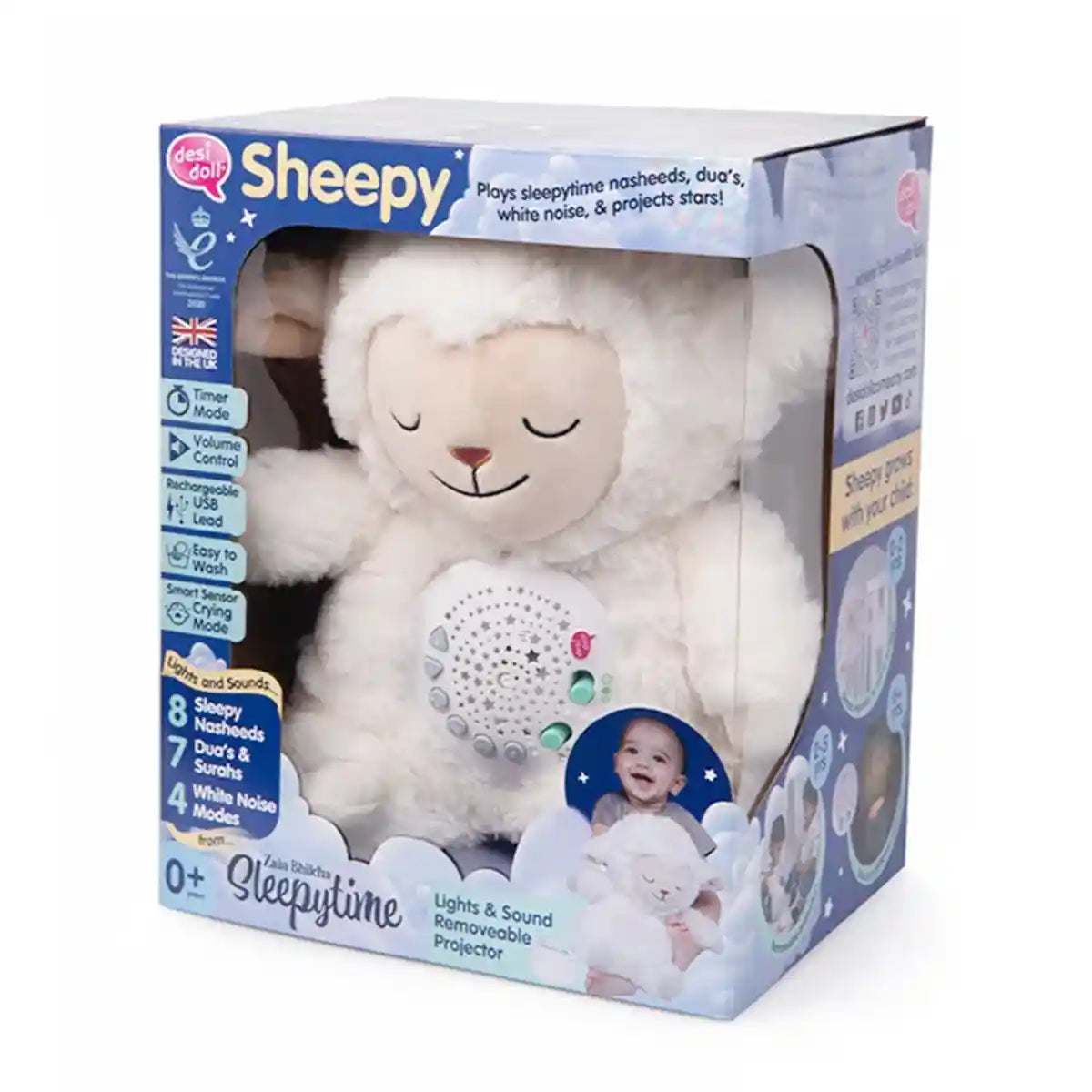Desi Doll Sleepy SHEEPY nighttime light and sound toy featuring Zain Bhikha - Kiddy Zone