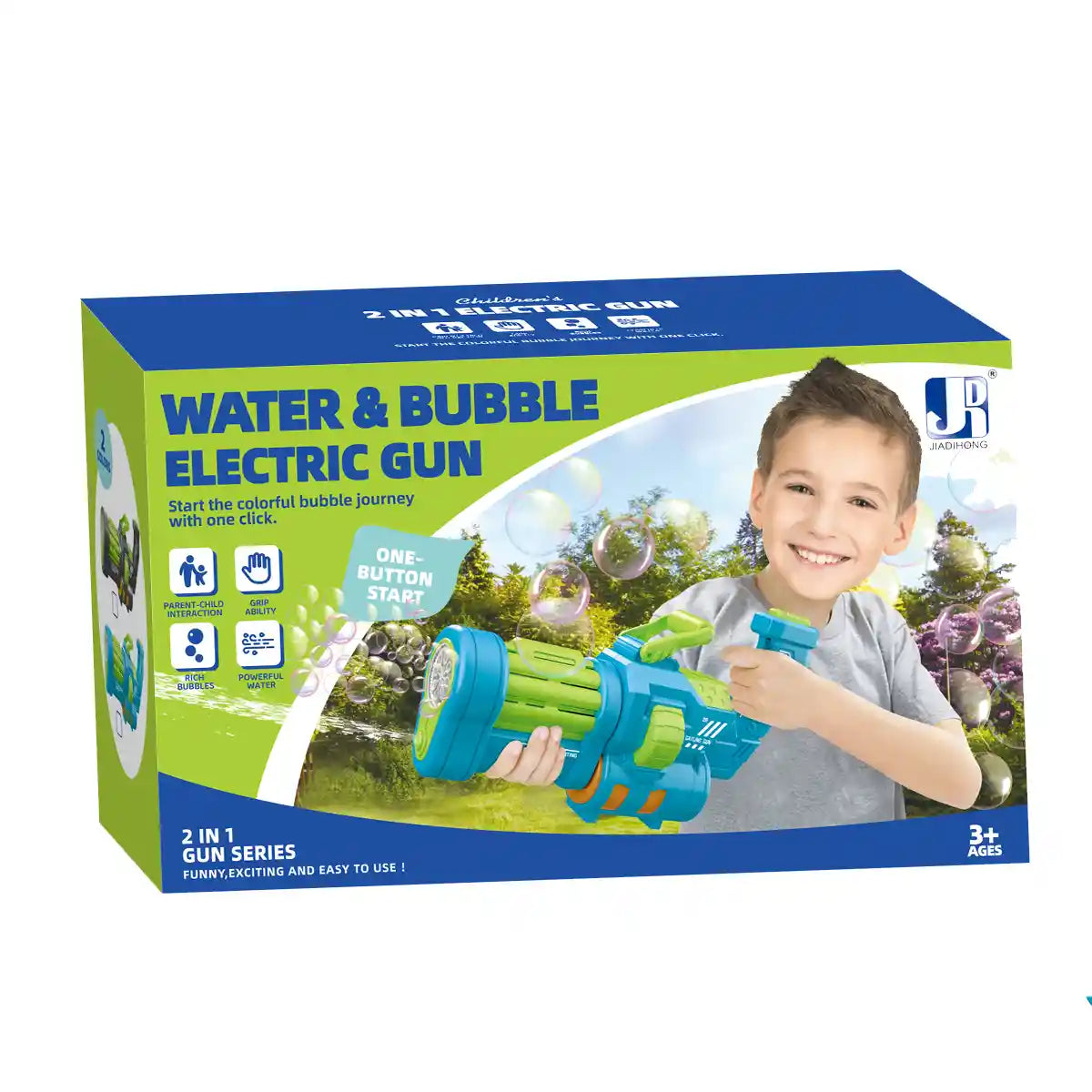 2-IN-1 ELECTRIC GATLING WATER GUN BUBBLE GUN 3YRS+