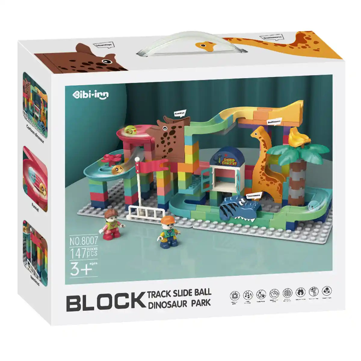 Dinosaur Building Block Ball Slide (147pcs) 3yrs+ - Kiddy Zone