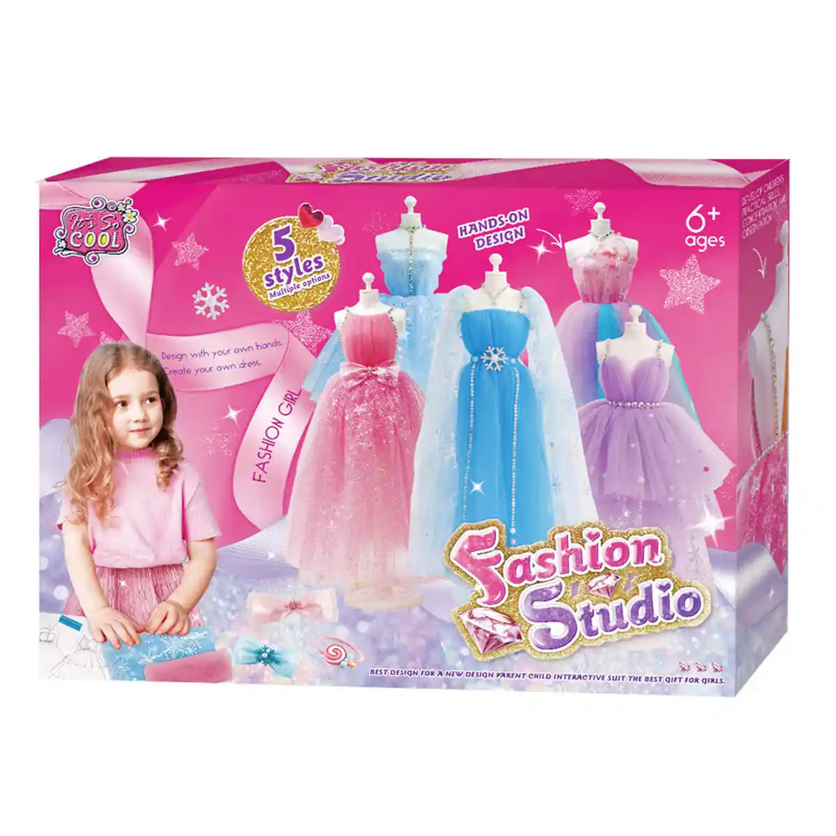 DIY PUZZLE HANDMADE CLOTHING DESIGN+EXQUISITE JEWELRY CHILDREN'S CREATIVE GIRL PLAYHOUSE PINK SET