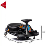 Electric Drifting Go Kart, Ride On Race Car for 3-8Yrs - High/Low Speed Switch_Black - Kiddy Zone