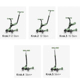 SEMA PRO 5IN1 SCOOTER WITH LED FLASHING FRONT WHEELS GREEN - Kiddy Zone