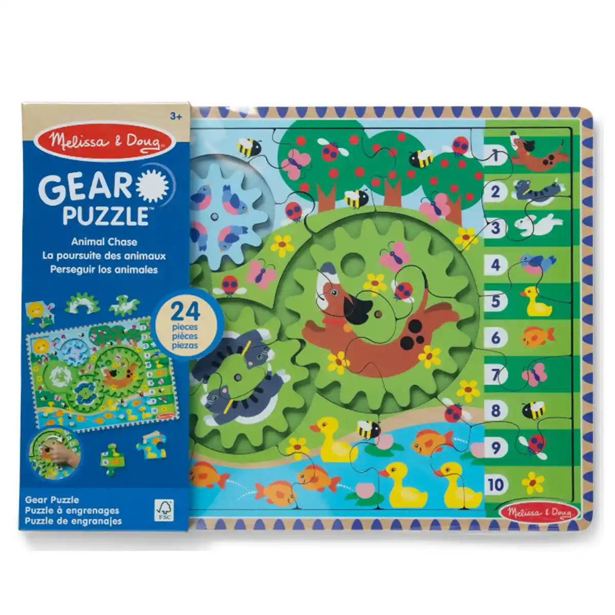 Melissa and Doug Animal Chase I-Spy Wooden Gear Puzzle