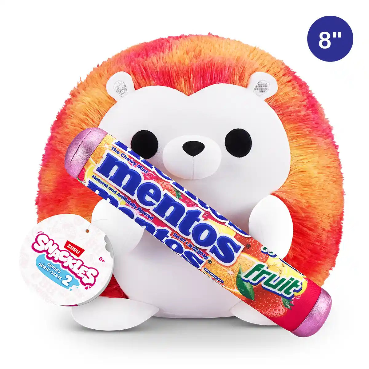Snackles-Plush 8"-Series 2-Plush 8" Hedgehog & Mentos (fruit) - Kiddy Zone