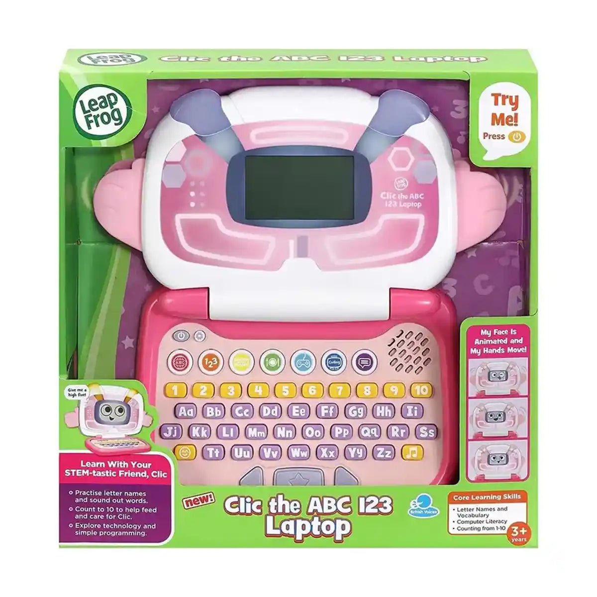 Leapfrog Clic the ABC, 123 Laptop - Pink - Kiddy Zone