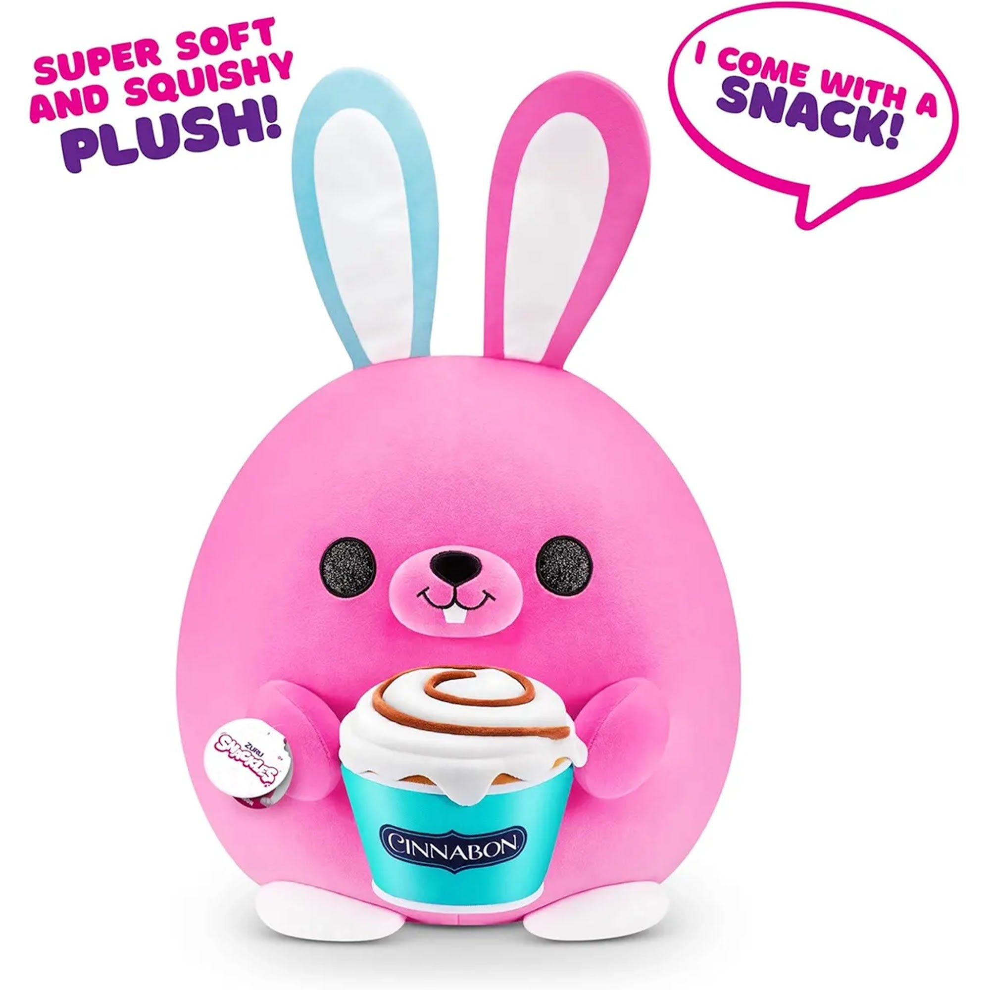 Snackles Medium - Bunny holdingÃÂ PLUSH Cinnabon Center of the Roll - Pecan - Kiddy Zone