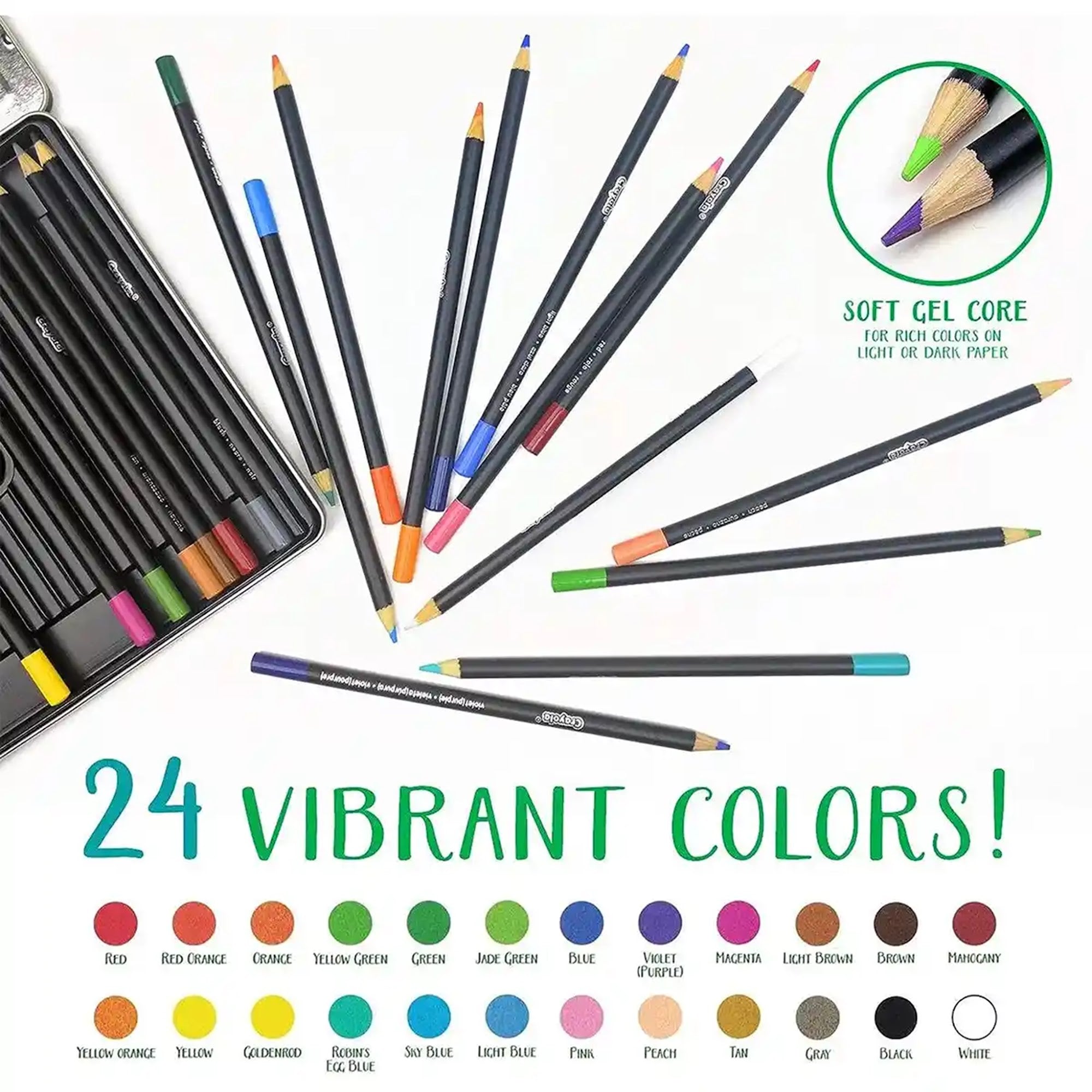 Crayola Signature, 24 ct. Blend & Shade Colored Pencils w/Tin - Kiddy Zone