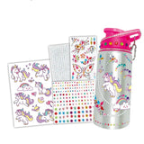 DIY DIAMOND WATER BOTTLE - UNICORN (500ML, 3 DIAMOND STICKERS, 1 SCRATCH STICKER) 6YRS+