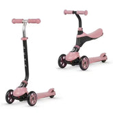 QPLAY SEMA EVO 5in1 scooter with 2in1 LED Flashing Front Wheels and Skate Board Coral Pink - Kiddy Zone