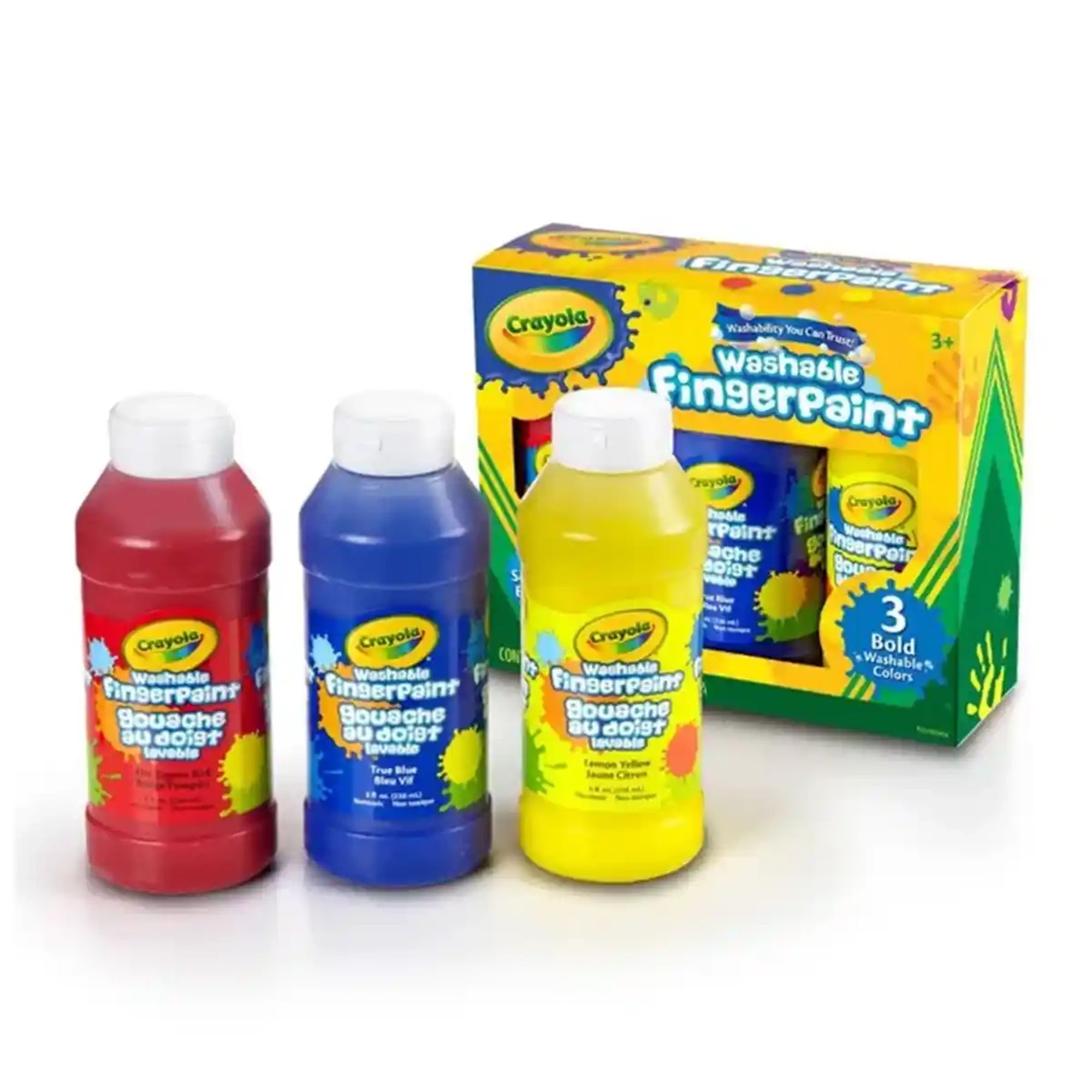 Crayola 3 8-Oz. Washable Fingerpaint Bold Colors - Kiddy Zone