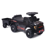 Shelby Ford F-150 Raptor Kids Foot-to-Floor Ride-On Truck with Trailer Black