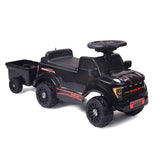 Shelby Ford F-150 Raptor Kids Foot-to-Floor Ride-On Truck with Trailer Black