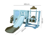 Little Toddler Playground With Climber, Upper Deck-Lower Storage, Drawing Board, Slide And Height Adjust Swing Set, Cofee-Off White