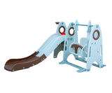 Little Toddler Playground With Slide - Height Adjust Swing, Basketball Hoop, Coffee - White