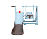 Little Toddler Playground With Slide - Height Adjust Swing, Basketball Hoop, Coffee - White