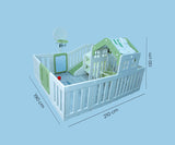 Little Toddler Amusement Park With Kids' Playhouse, Slide, Basketball Hoop - Storage Bins -Mint Green - Off White