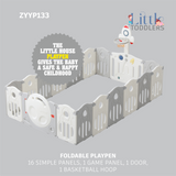 Foldable Playpen 16 Simple Panel, 1 Game Panel, 1 Door, 1 Basketball Hoop
