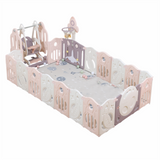 Foldable Playpen 16 Simple Panel, 1 Game Panel, 1 Door, 1 Basketball Hoop, 1 Swing
