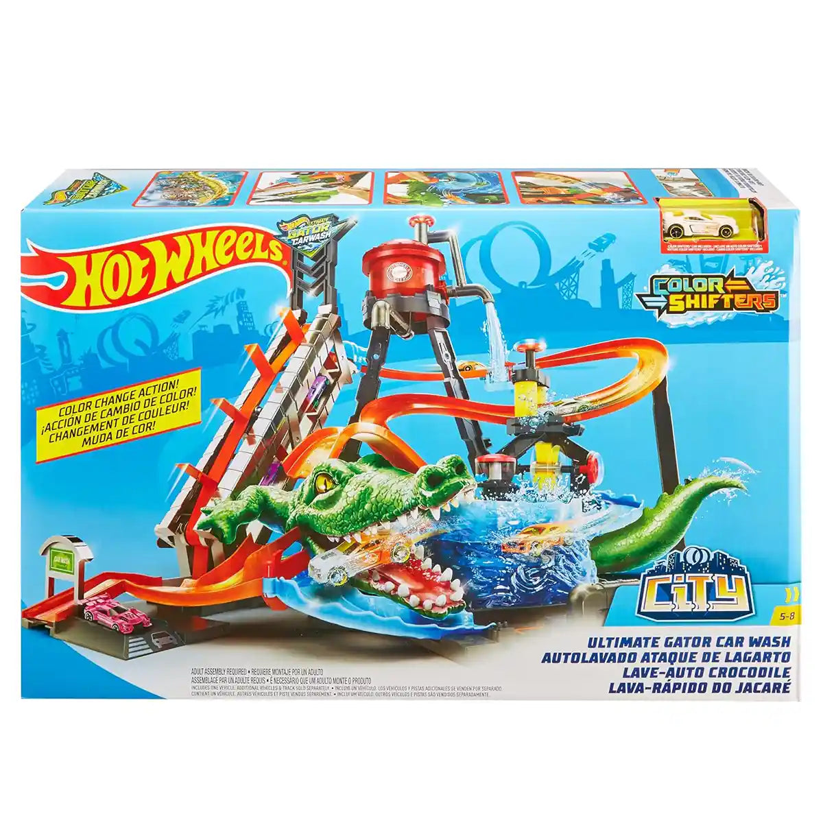 Hw Color Shifters Ultimate Gator Car Wash Playset