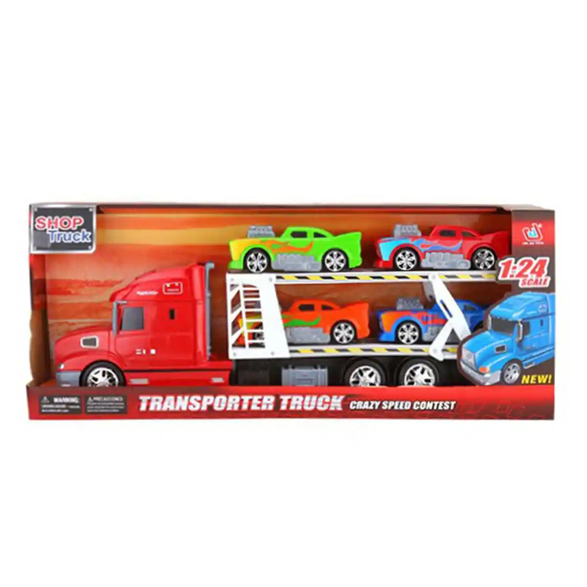 Jinjia 1:24 Scale Friction Truck + 4 Sports Car
