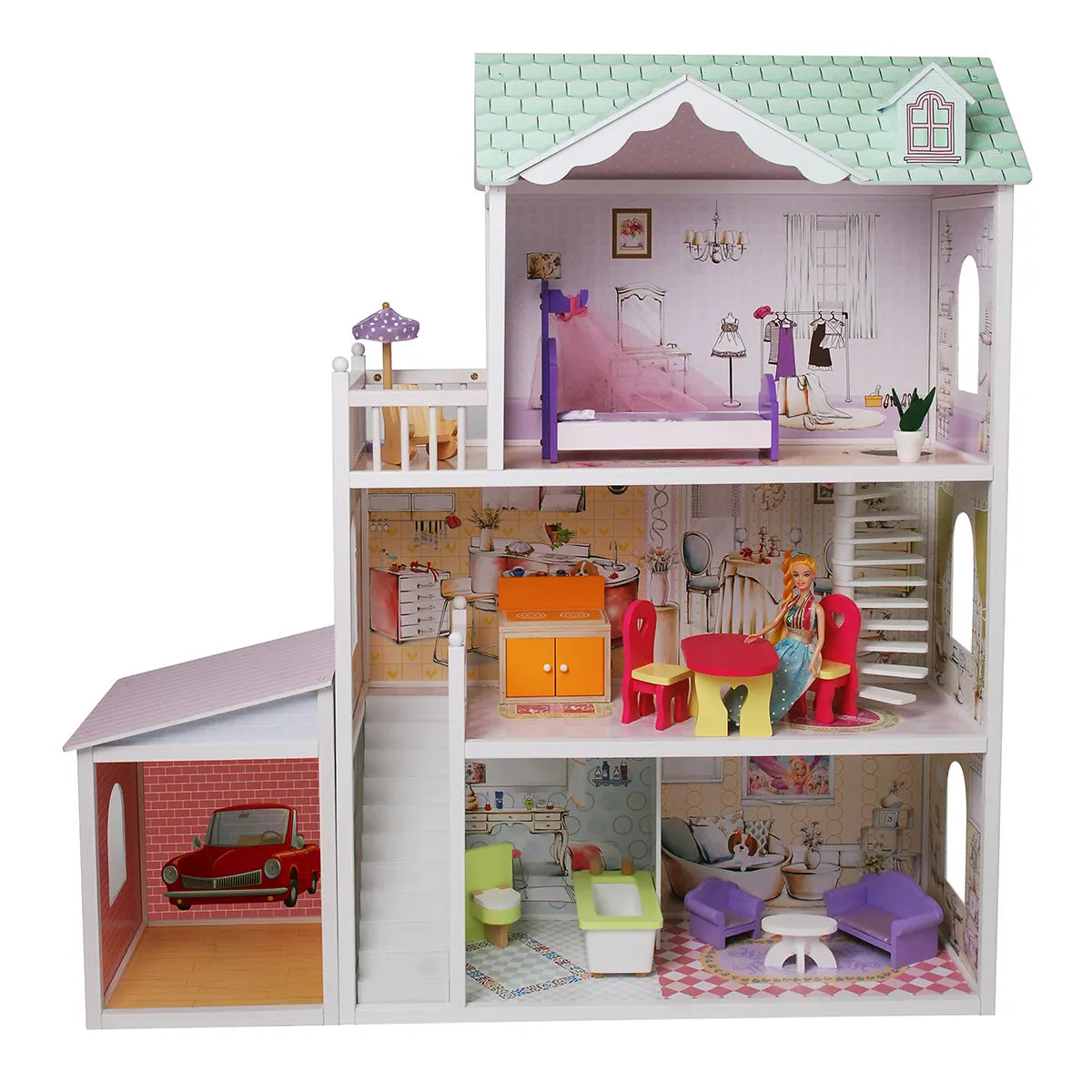 Belle's doll house (13 Furniture+Garage) - Kiddy Zone