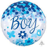 P60 BABY BOY CONFETTI BALLOON 28in - Kiddy Zone