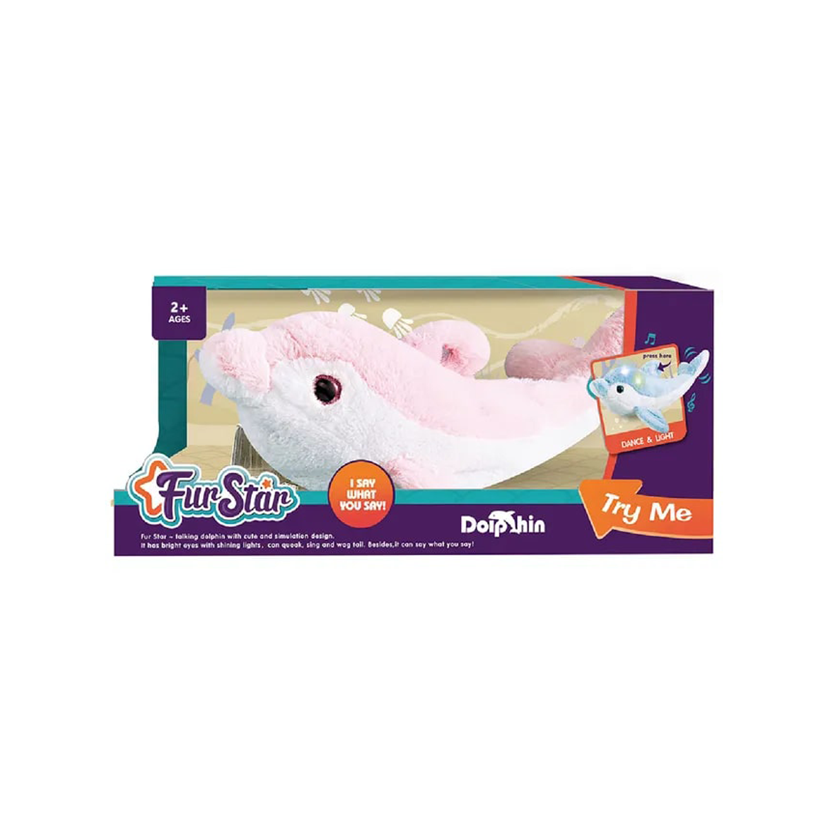ADORABLE PLUSH ANIMAL- DOLPHIN (Can Talk, Sing &amp; wag Tail) 2yrs+
