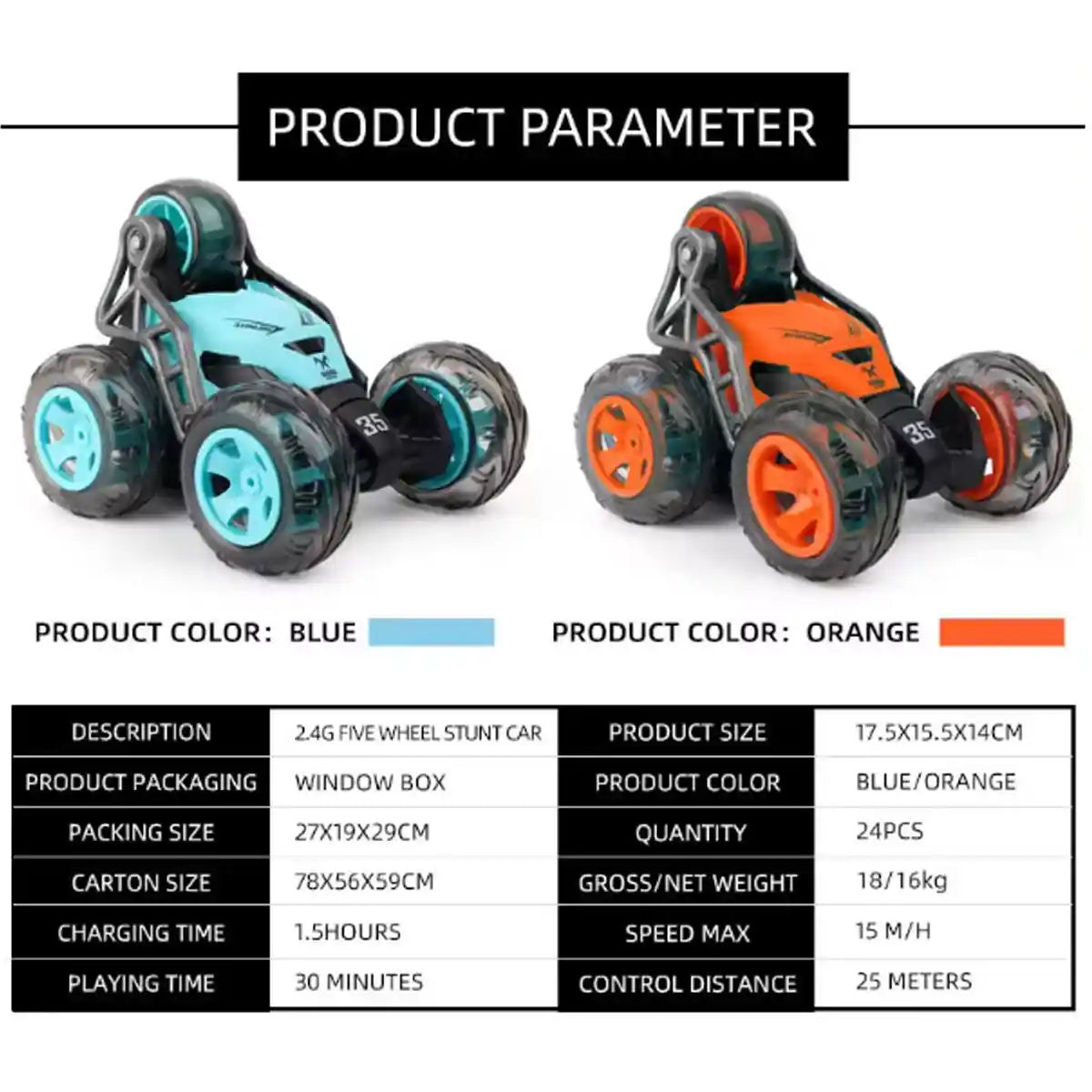 Mkb R/C Five Wheel Stunt Car 2.4ghz 3+