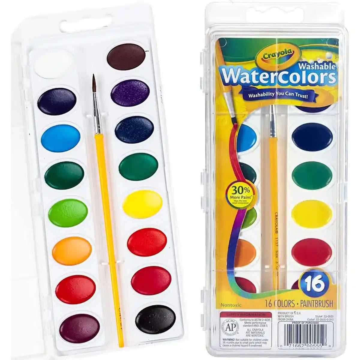 Crayola 16 Ct. Washable Watercolor Pans W/Brush