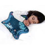NEW My Dua Star Light & Sound Sequins Pillow (Blue / Silver)