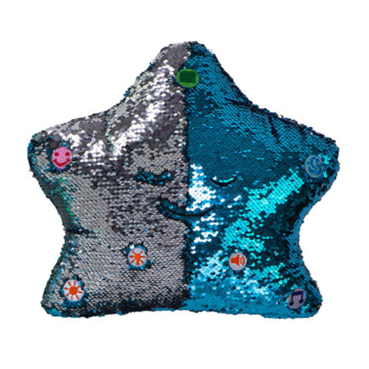 NEW My Dua Star Light & Sound Sequins Pillow (Blue / Silver)