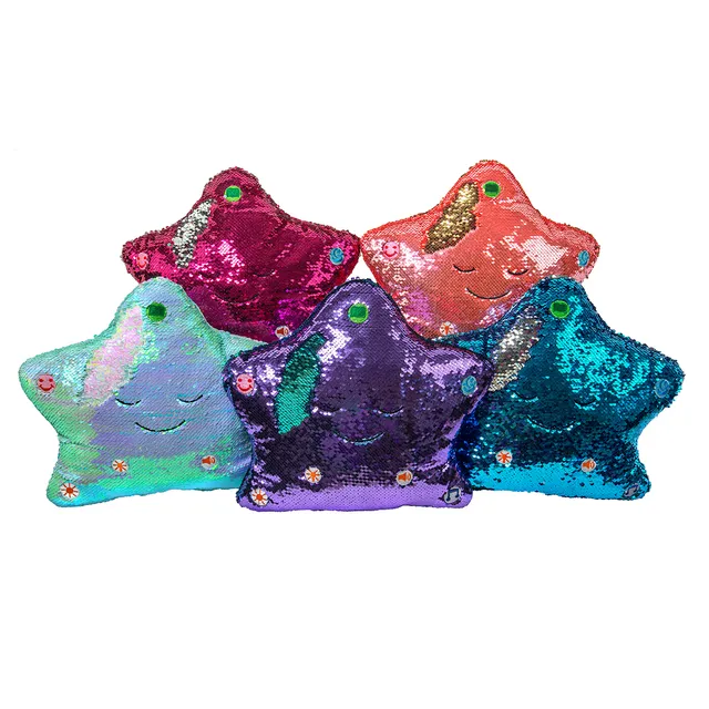 NEW My Dua Star Light & Sound Sequins Pillow (Purple / Turquoise)