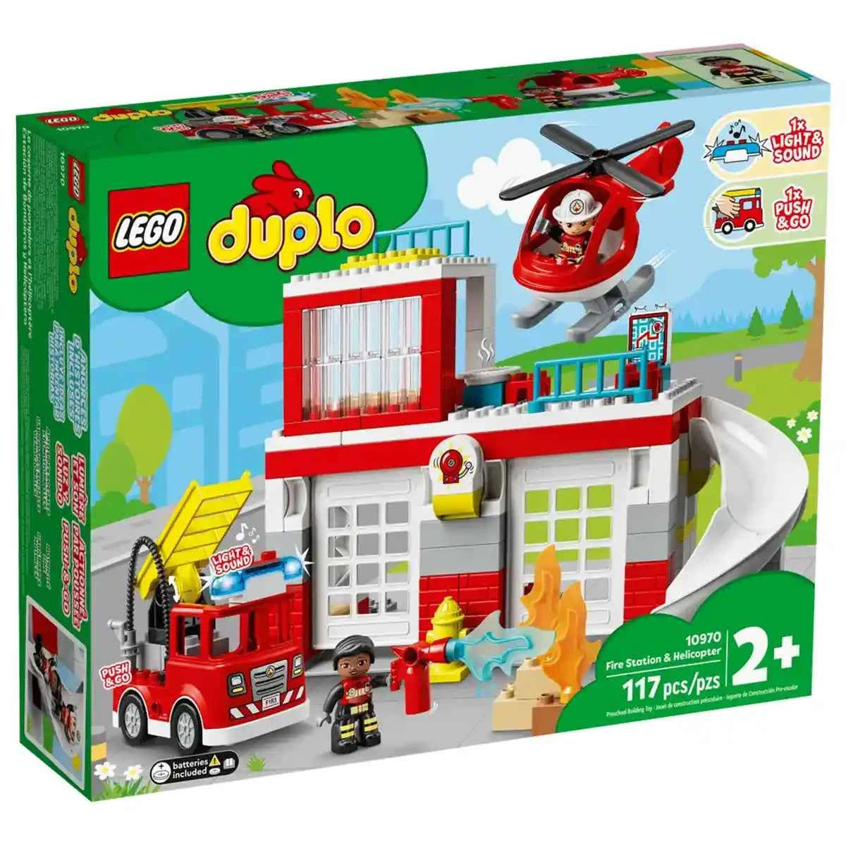 LEGO DUPLO Rescue Fire Station & Helicopter 10970 Building Toy (117 Pieces) - Kiddy Zone