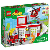 LEGO DUPLO Rescue Fire Station & Helicopter 10970 Building Toy (117 Pieces) - Kiddy Zone