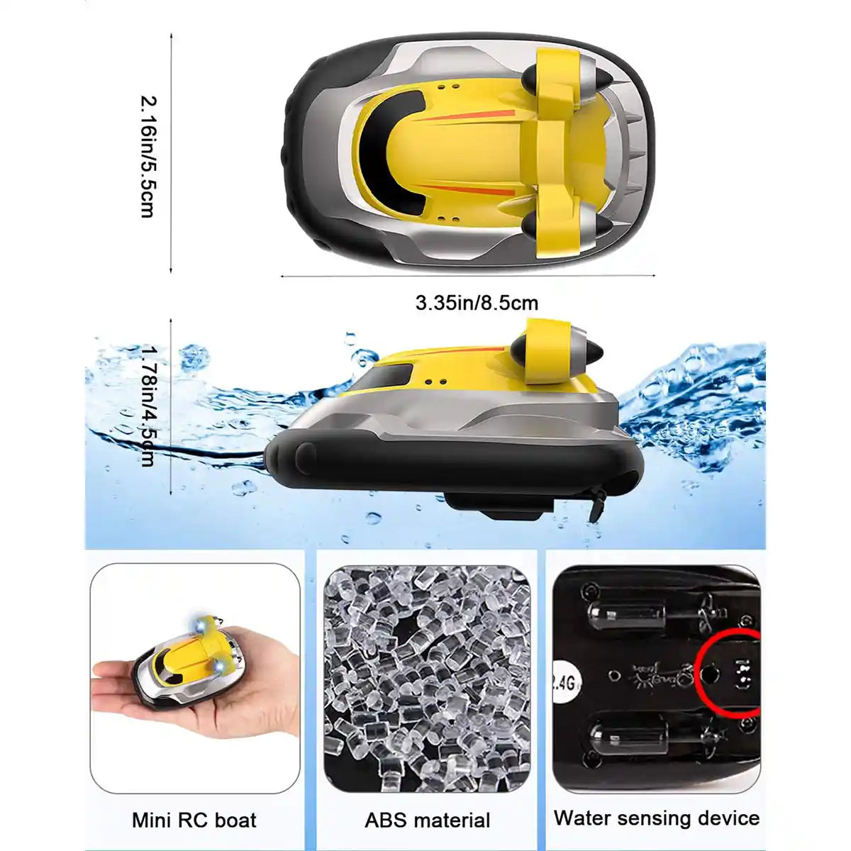 2.4G MINI R/C SPEED BOAT YELLOW 8YRS+