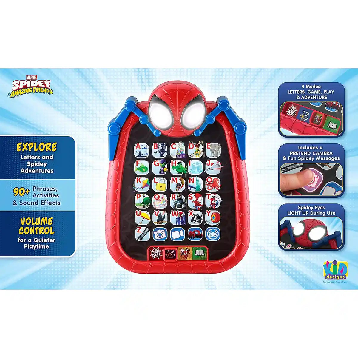 KIDDESIGNS - Spidey and His Amazing Friends Play and Learn Adventure Tablet