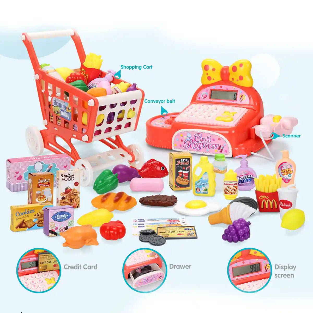 Fivestar Bowknot Cash Register Toys Set 3yrs+