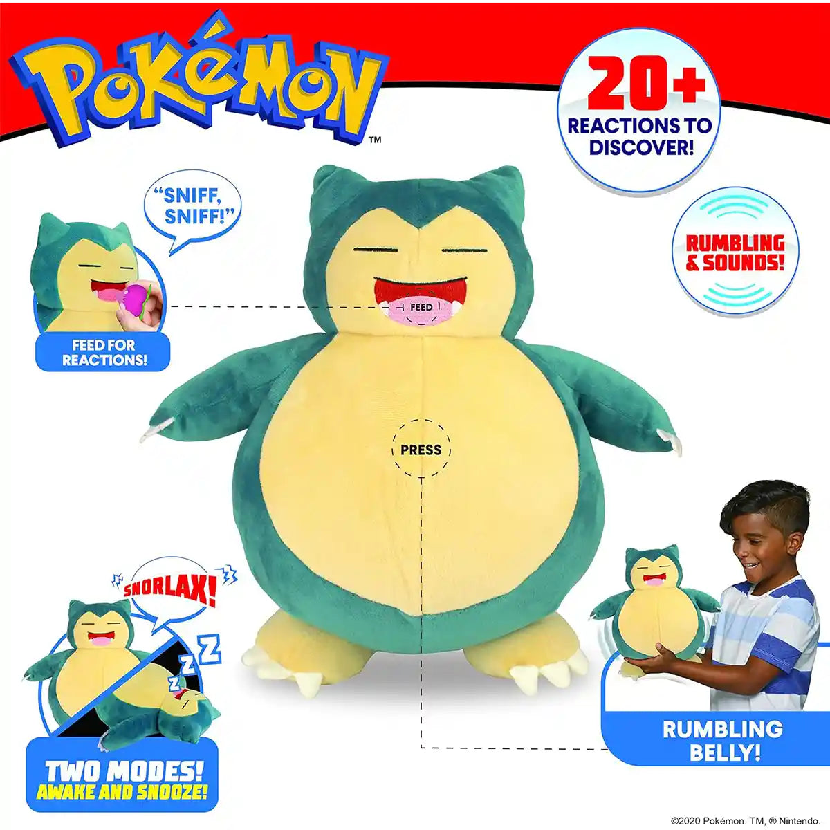 Pokemon Feature Plush Snooze Act.Snorlax