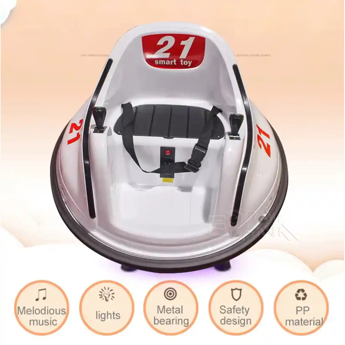 Bumper Spinning 360° Ride On Car White W/ 2motors - Kiddy Zone