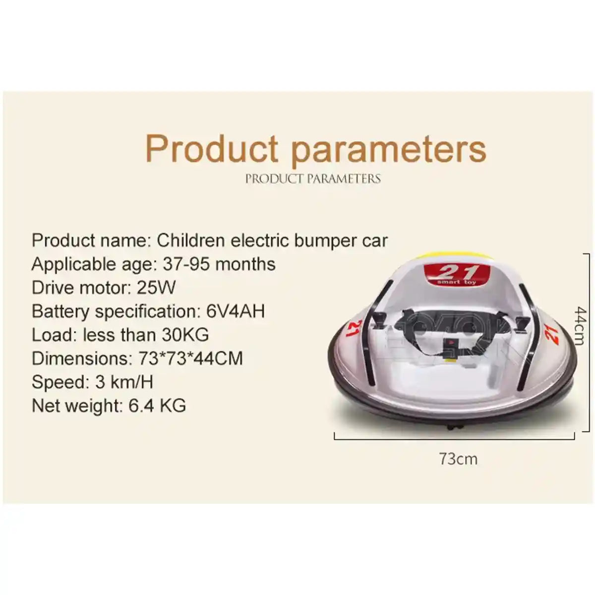 Bumper Spinning 360° Ride On Car White W/ 2motors - Kiddy Zone