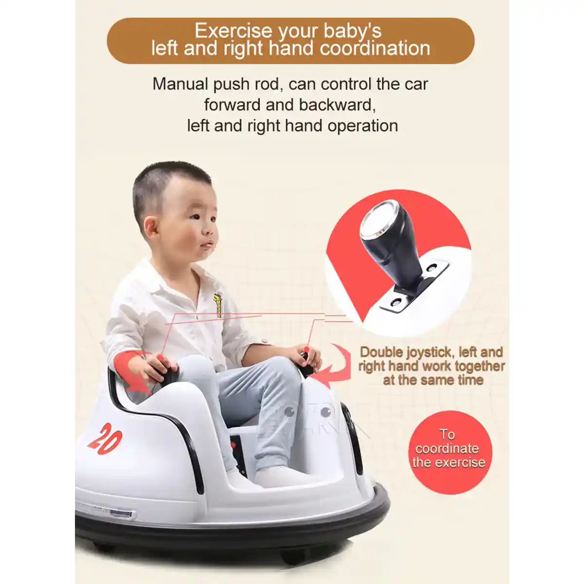 Bumper Spinning 360° Ride On Car White W/ 2motors - Kiddy Zone