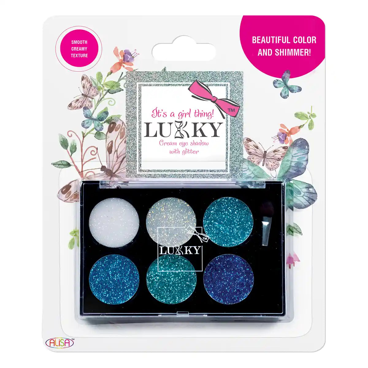 Lukky Eye Shadow Cream w/ Gltr, w/ Applicator Brush (WPB) 0.21Oz