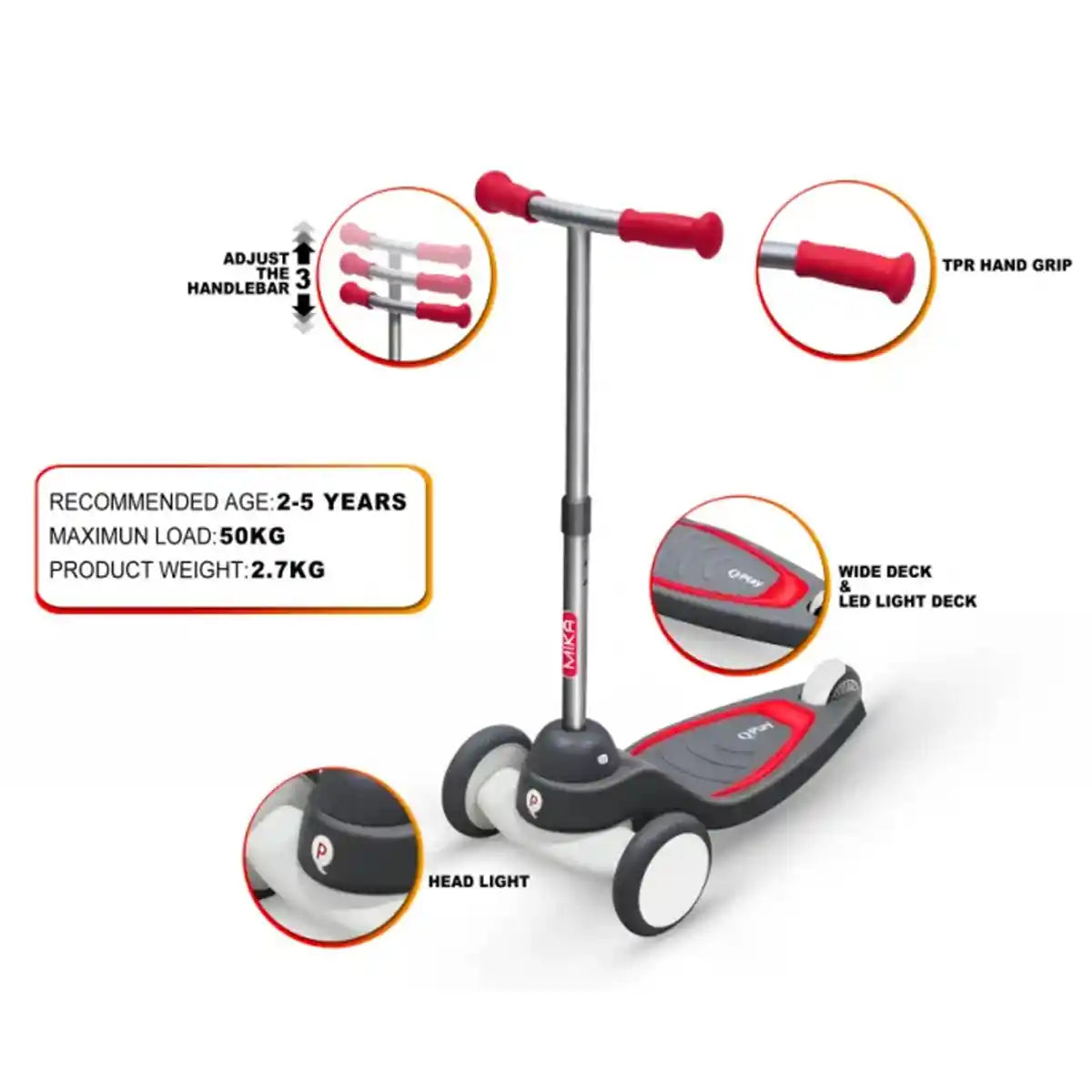 MIKA Scooter - Red - Kiddy Zone